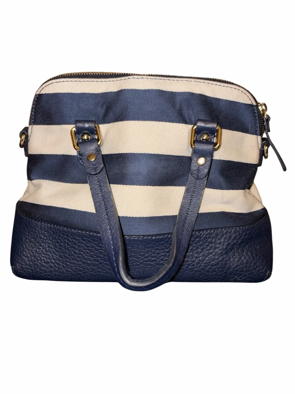 kate spade Navy and Cream Striped Dome Satchel